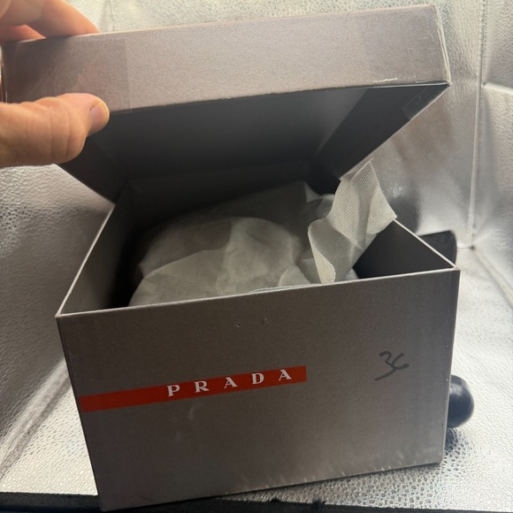 Size EU 36 Prada Cream Red Stripe Mens Canvas Suede Leather Low Top Sneakers - Picture 10 of 10